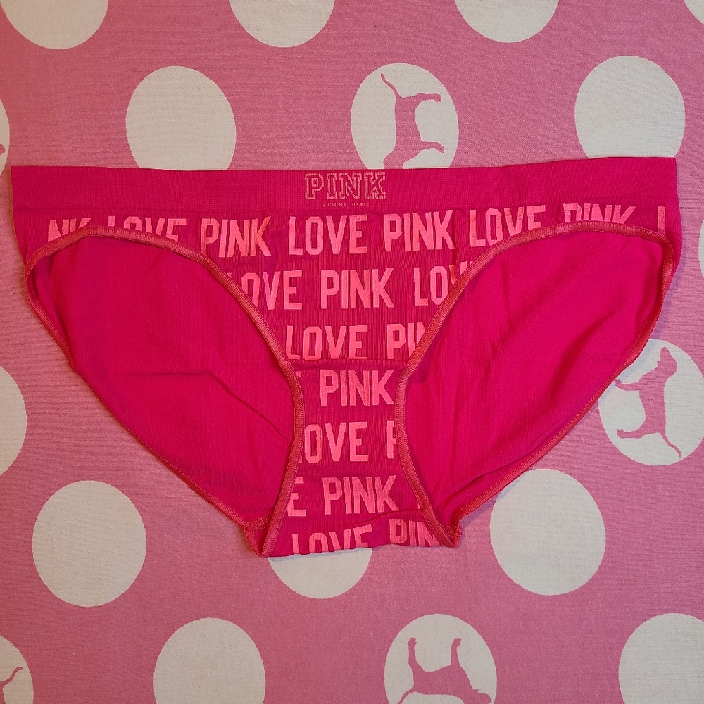VTG VS PINK YOGA Seamless Stretch Bikini Panty Size Sm Pink